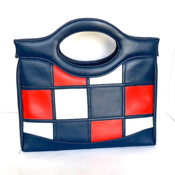 Vintage Handbags - VINTAGE | 1970’s Color Blocked Briefcase Handbag